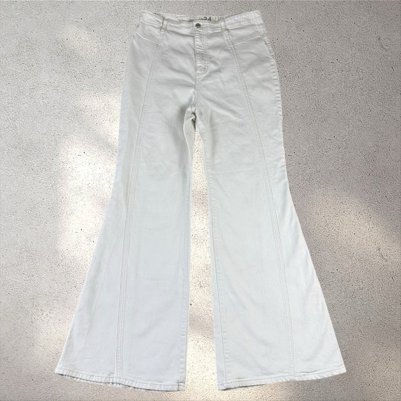 Free People We The Free Florence High Rise Flare Jeans Size 34 Ivory - Picture 2 of 7